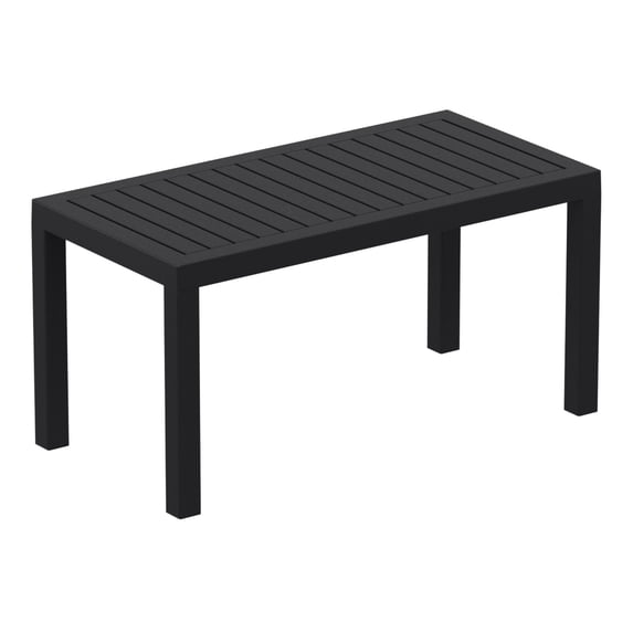 Luxury Commercial Living 36" Black Patio Solid Rectangular Patio Resin Coffee Table