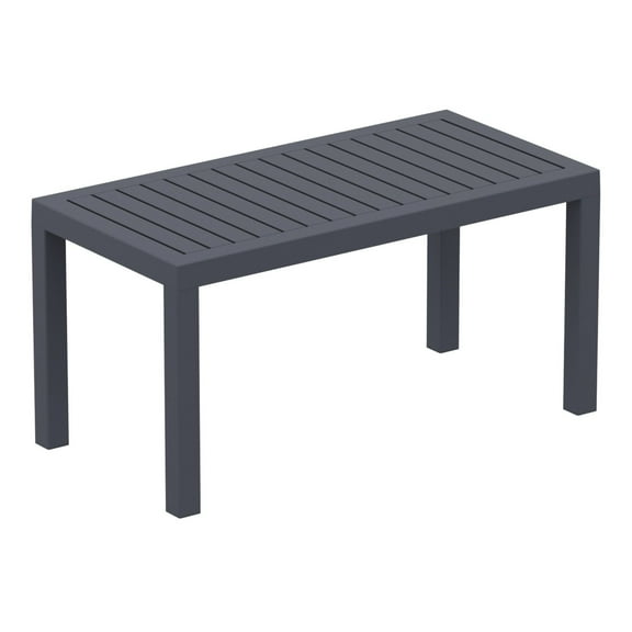 Luxury Commercial Living 36" Dark Gray Patio Solid Rectangular Patio Resin Coffee Table