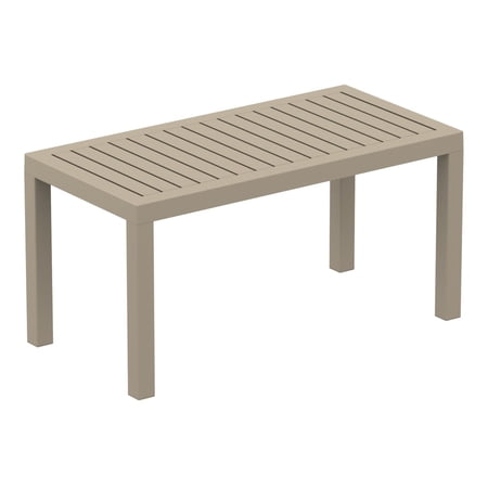 Luxury Commercial Living 36" Taupe Brown Patio Solid Rectangular Patio Resin Coffee Table