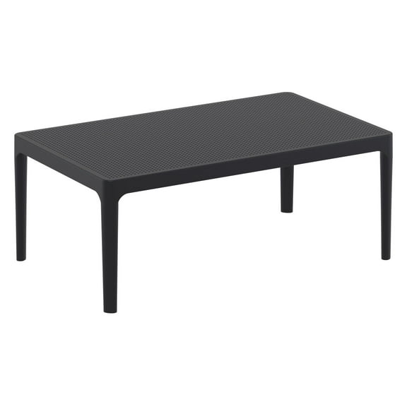 Luxury Commercial Living 39.5" Black Patio Solid Rectangular Lounge Coffee Table