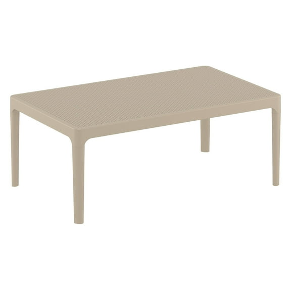 Luxury Commercial Living 39.5" Taupe Brown Patio Solid Rectangular Lounge Coffee Table