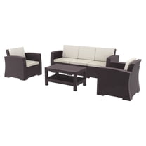 Compamia Monaco 4 Piece Outdoor Sofa Set in Brown with Cushion
