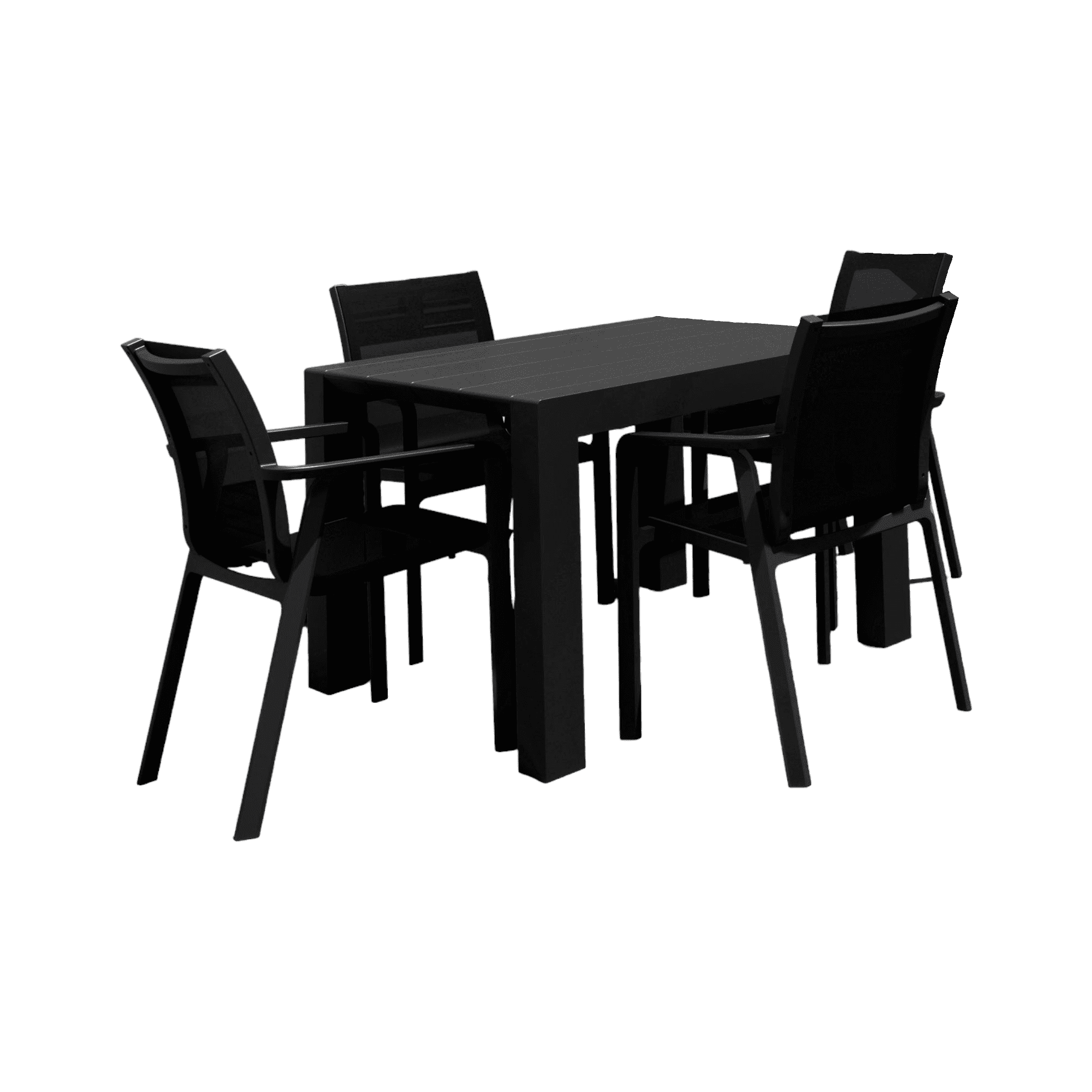 Luxury Commercial Living 5Piece Black Resin Patio Dining Set with