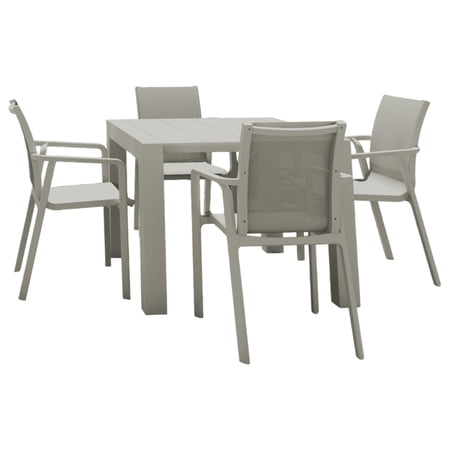 Luxury Commercial Living 5-Piece Taupe Brown Resin Patio Dining Set with Extension Table 55"