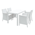 thumbnail image 1 of Luxury Commercial Living 5-Piece White Patio Dining Set with Sunbrella Natural Cushion 55", 1 of 6