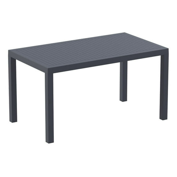 Luxury Commercial Living 55" Solid Gray Rectangular Outdoor Patio Dining Table