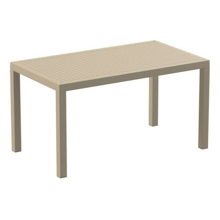 Luxury Commercial Living 55" Solid Taupe Brown Rectangular Outdoor Patio Dining Table