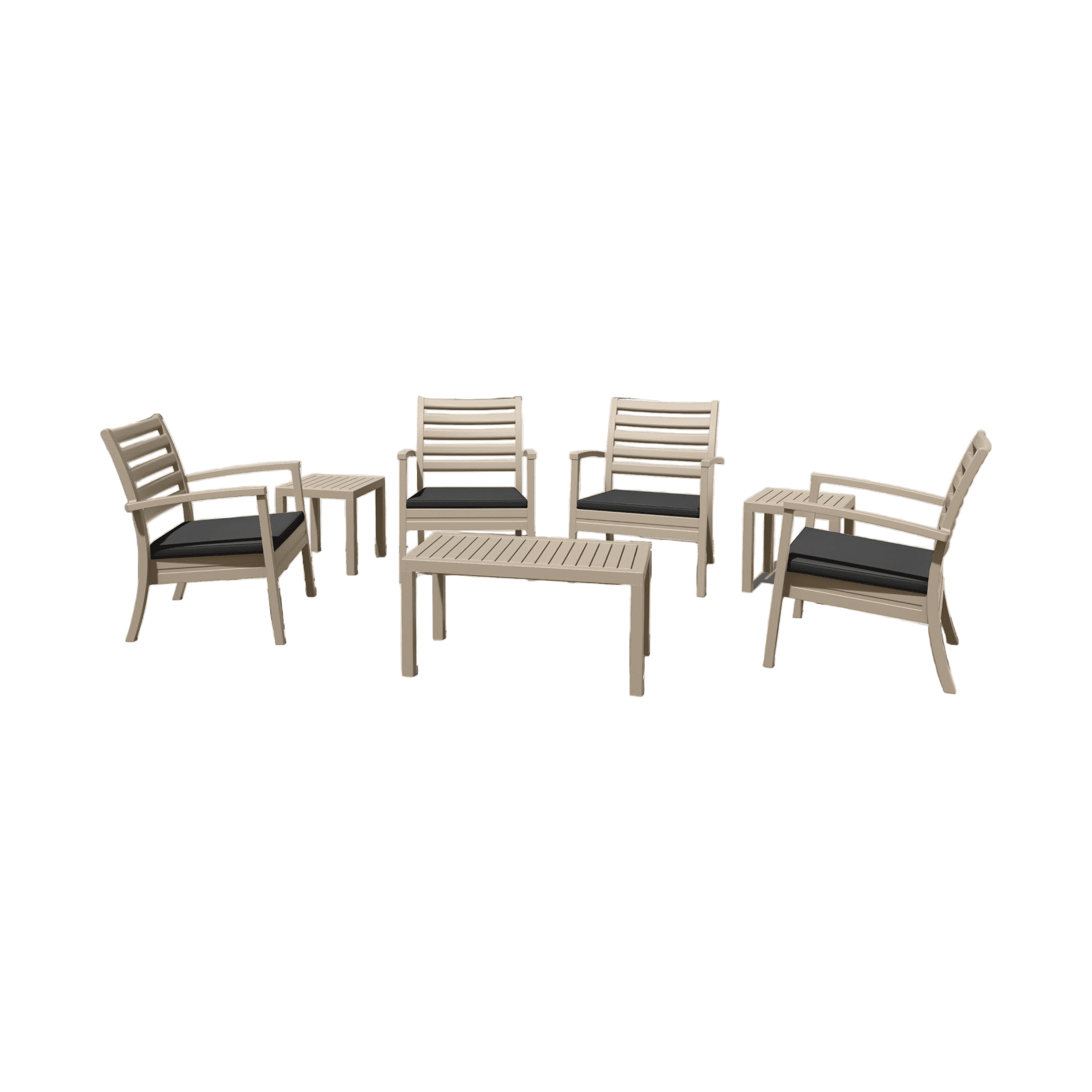 Luxury Commercial Living 7-Piece Taupe Gray and Charcoal Black