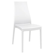 Luxury Commercial Living 7 Piece White Outdoor Patio Dining Set with 6 Chairs 71"