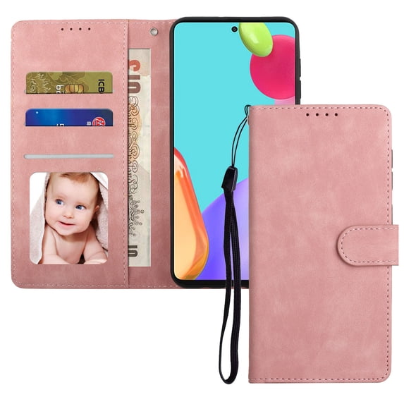 Luxury Compatible Case For Samsung Galaxy A33 5G Business Style Wallet Case,Shockproof Anti-Scratch Dustproof Detachable Magnetic Kickstand 360 Protection Cover For Samsung Galaxy A33 5G,Pink