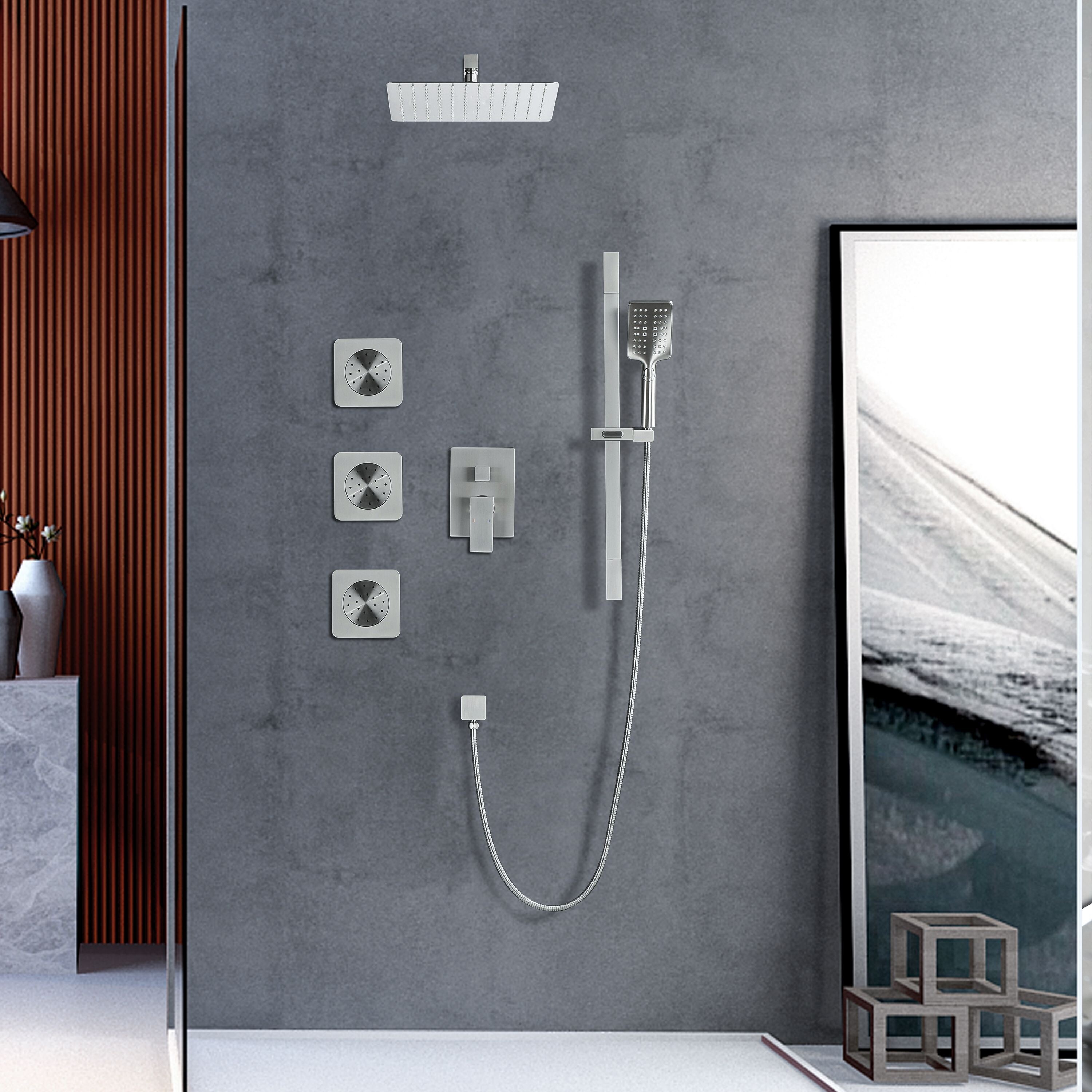 Luxury Complete Rain Shower Systems with Slide Bar HandHeld shower and