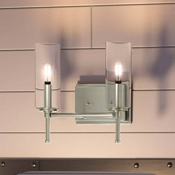 Luxury Contemporary Bath Light, 11.5H x 12.5W, with Luxe Industrial Style, Brushed Nickel, UHP4221 by Urban Ambiance