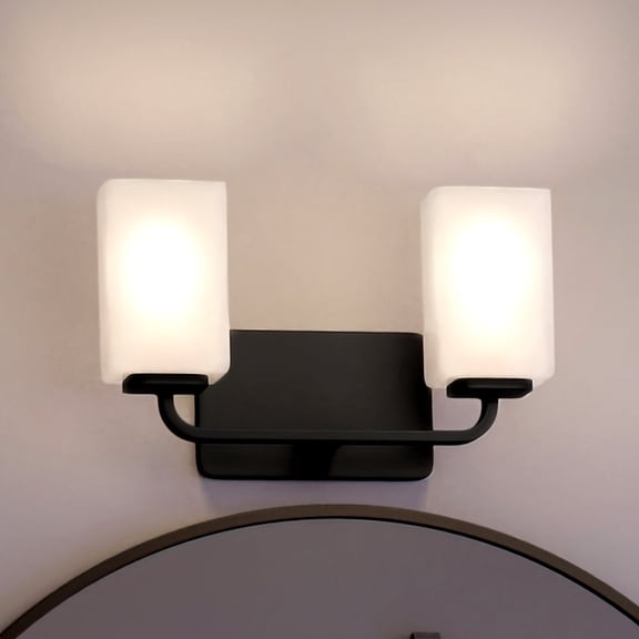 Luxury Contemporary Bath Light, 8.5H x 13.5W, with Modern Farmhouse Style, Midnight Black, UHP4329 by Urban Ambiance