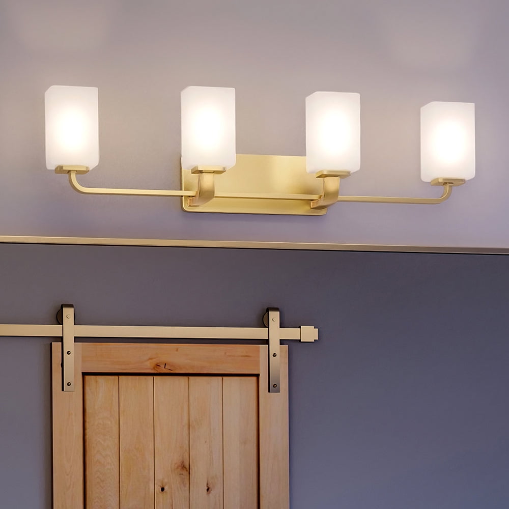 Luxury Contemporary Bath Light, 8.5H x 33.5W, with Modern Farmhouse Style, Satin Gold, UHP4327 by Urban Ambiance