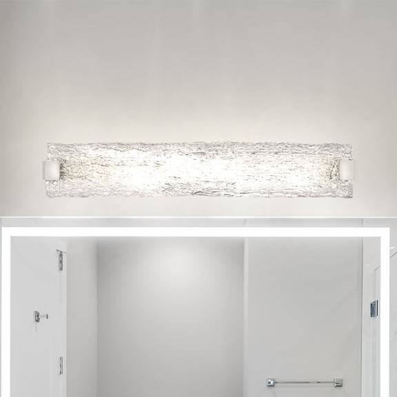 Luxury Contemporary Bath Light, Large Size: 5.00''H x 32.00''W, with Glam Style Elements, Polished Chrome Finish, UQL5203 from the Riga Collection by Urban Ambiance