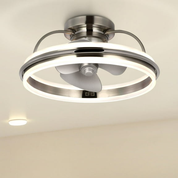 Luxury Contemporary Ceiling Fan, Medium Size: 8.75''H x 20.75''W, with Modern Style Elements, Brushed Nickel Finish, UHP9510 from the Scarborough Collection by Urban Ambiance