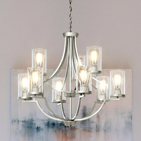 Luxury Contemporary Chandelier, 29H x 32W, with Modern Style, Brushed Nickel, UHP4370 by Urban Ambiance