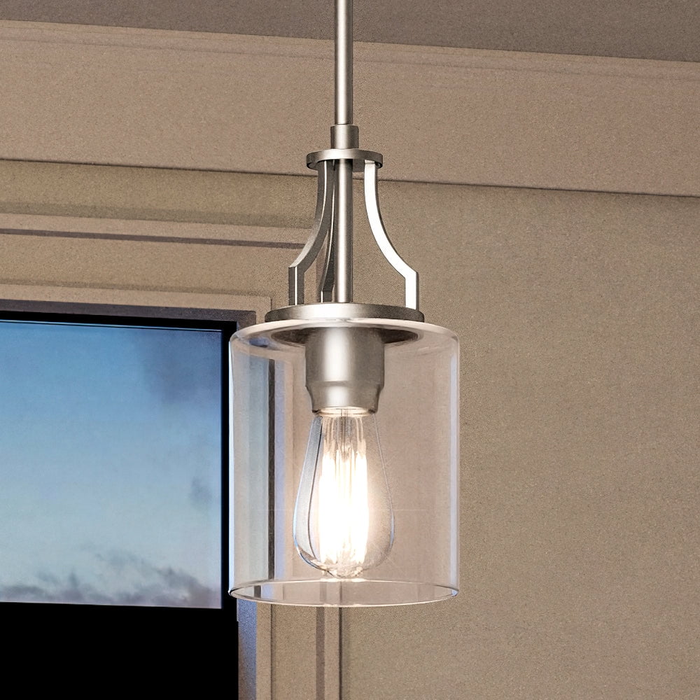 Luxury Contemporary Pendant, 12.5H x 6.375W, with Modern Style, Brushed Nickel, UHP4372 by Urban Ambiance