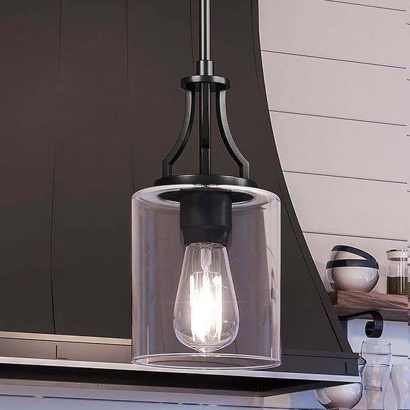 Luxury Contemporary Pendant, 12.5H x 6.375W, with Modern Style, Midnight Black, UHP4373 by Urban Ambiance