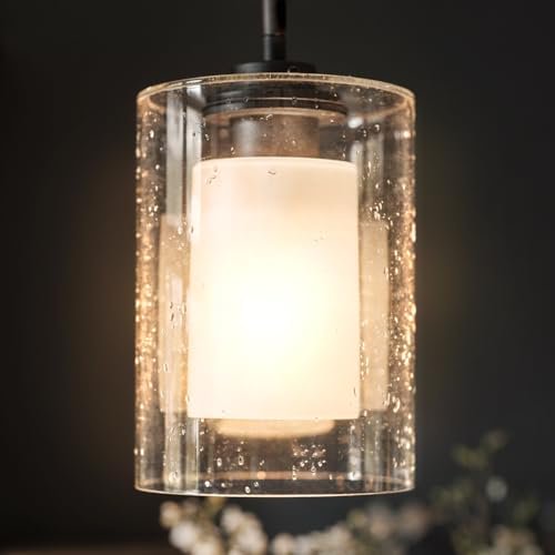 Luxury Contemporary Pendant Light, Small Size: 10" H x 5.875" W, with Modern Farmhouse Style Elements, Charcoal Finish, UHP2261 from The Memphis Collection$$Tools & Hardware Other