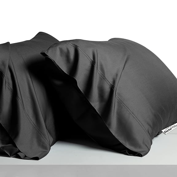 Luxury Cooling Rayon Derived from Bamboo Blend Ultra Soft Pillow Cases - Cooling & Breathable - Set of 2 Pillowcases with Envelope Closure Black -20 x 30 Inches)