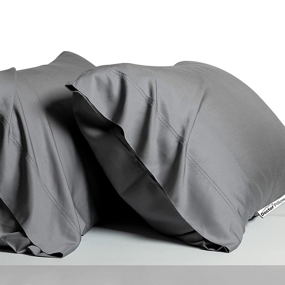 Luxury Cooling Rayon Derived from Bamboo Blend Ultra Soft Pillow Cases - Cooling & Breathable - Set of 2 Pillowcases Color Grey -20 x 30 Inches)