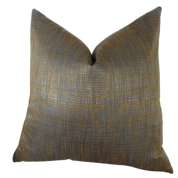 Luxury Copper Metallic Clonamore Handmade Throw Pillow - Blue & Brown - 12 x 20 in.