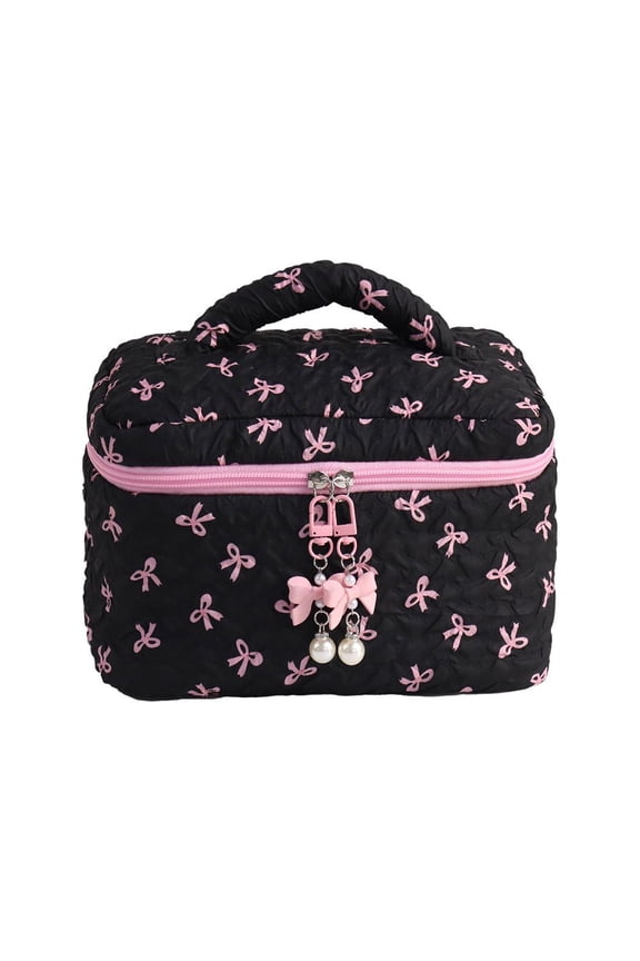Luxury Cosmetic Handbags with Stylish Embossed Bow Design - Perfect for Travel, Makeup Storage or Fashion Accessories