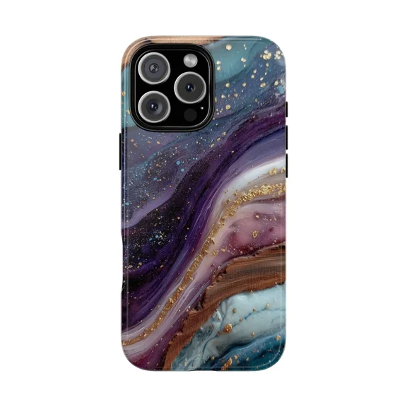 Luxury Cosmic Marble Gold Glitter Space Pattern Case for iPhone 17 to 11 Pro Max