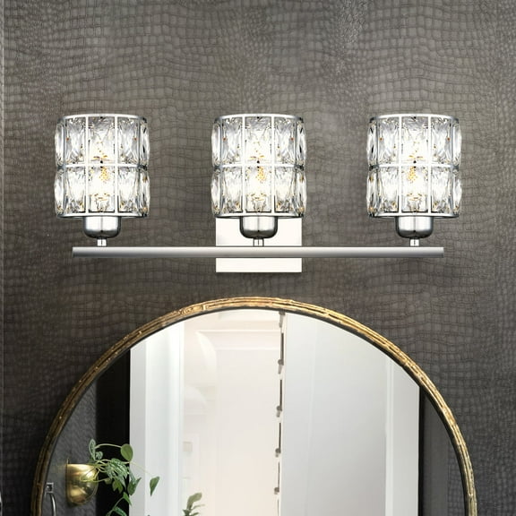 Luxury Cosmopolitan Bath Light, Large Size: 8.00''H x 21.25''W, with Glam Style Elements, Polished Chrome Finish, UQL4760 from the Casselton Collection by Urban Ambiance