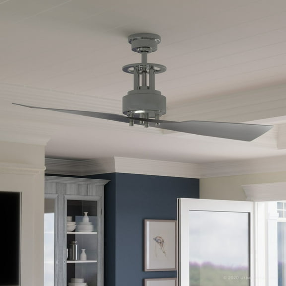 Luxury Cosmopolitan Indoor Ceiling Fan, 18.125''H x 56''W, with Luxe Style Elements, Modern Design, Brushed Nickel Finish, UHP9202