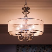 Luxury Cosmopolitan Indoor Chandelier, 20H x 22W, with Traditional Style Elements, Provincial Design, Polished Nickel Finish and mylar, UHP2922