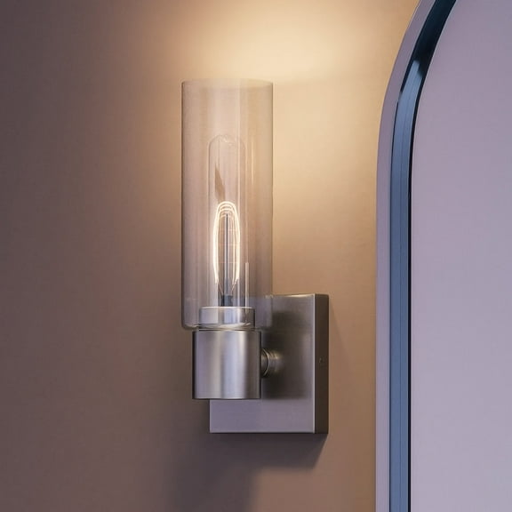 Luxury Cosmopolitan Wall Sconce, 12.625H x 5W, with Modern Farmhouse Style, Brushed Nickel, UHP4054 by Urban Ambiance