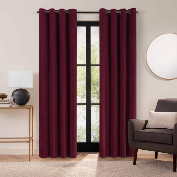 Luxury Cotton Velvet Port Solid Cotton 96 in. L x 50 in. W 100% Blackout Single Panel Grommet Curtain