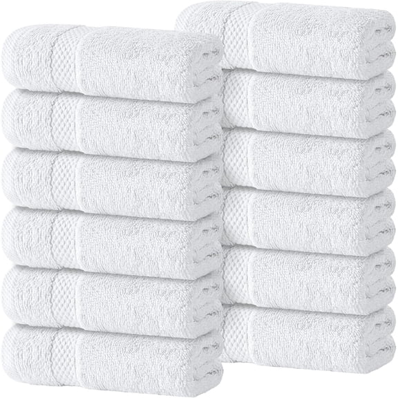 Luxury Cotton Washcloths 13 x 13 Inch - 650 GSM Turkish Cotton | Hotel, Spa, Bathroom Face Towel | 12 Pack