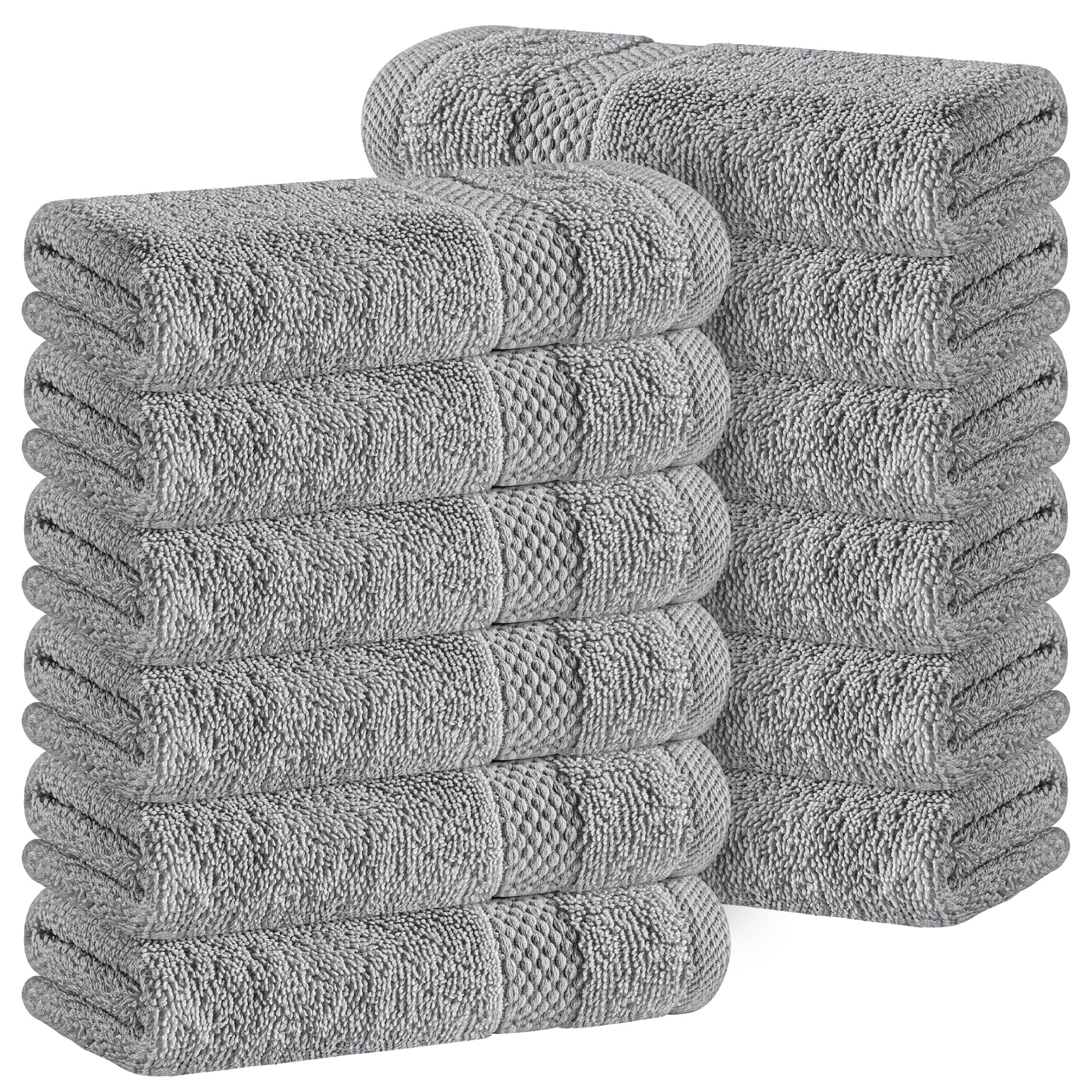Luxury Cotton Washcloths 13x13 Inch 650 GSM Soft Absorbent Face Towels 12 Pack for Hotel Spa Bathroom Use Taupe