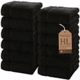 thumbnail image 1 of Luxury Cotton Washcloths 13x13 Inch - Large Hotel Spa Bathroom Face Towel | 12 Pack | Black, 1 of 7