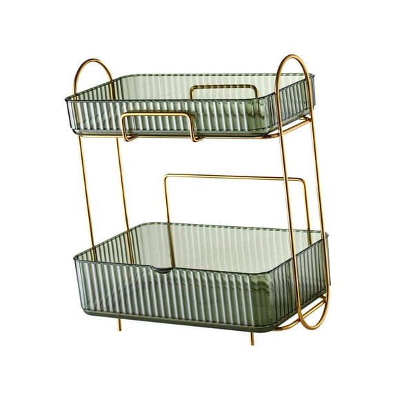 Luxury Countertop Storage Box Multifunctional Bedroom Storage Tray Jewelry Lipstick Organizer Large Capacity Bathroom Organizer Case for Desk Green