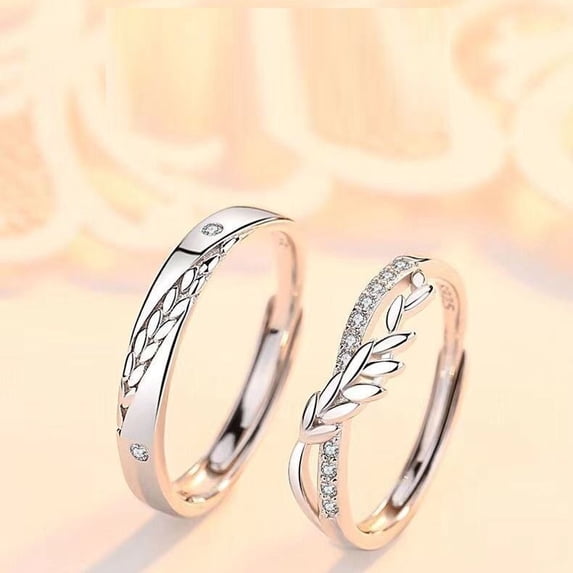 Matching Rings Luxury Luxury Couple Rings: Adjustable Wheat Design, Diamond Treatment, Alloy ...