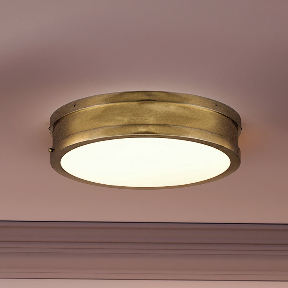 Luxury Craftsman Indoor Ceiling Light, 3.50''H x 12.75''W, with Vintage Style Elements, Antique Design, Rustic Brass Finish and Weathered Brass Steel Shade, UQL4170