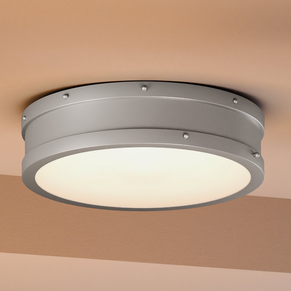 Luxury Craftsman Indoor Ceiling Light, 3.50''H x 12.75''W, with Vintage Style Elements, Antique Design, Rustic Polished Nickel Finish and Antique Polished Nickel Steel Shade, UQL4171