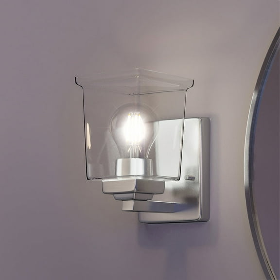 Luxury Craftsman Wall Sconce, 7H x 4.5W, with Modern Farmhouse Style, Brushed Nickel, UHP4290 by Urban Ambiance