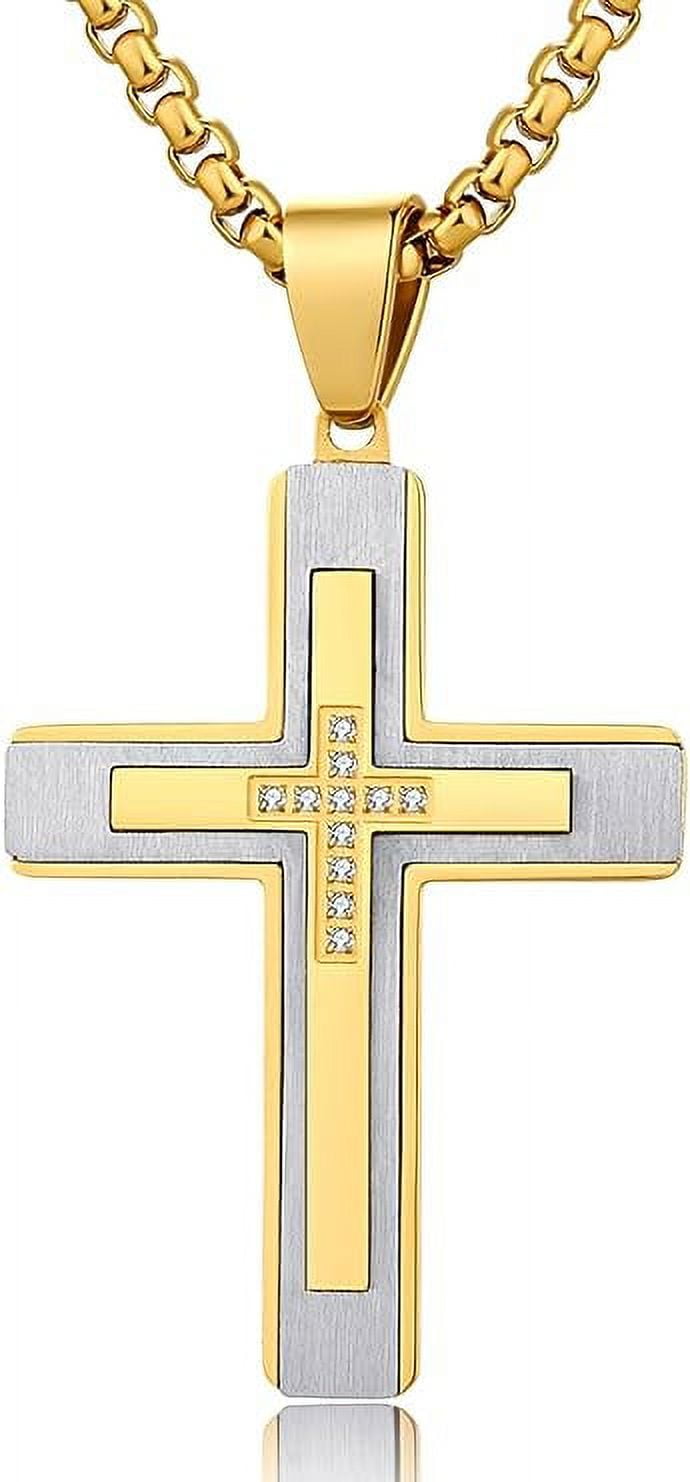 Luxury Cross Pendant Necklace for Men, Large Jesus Christ 316L ...