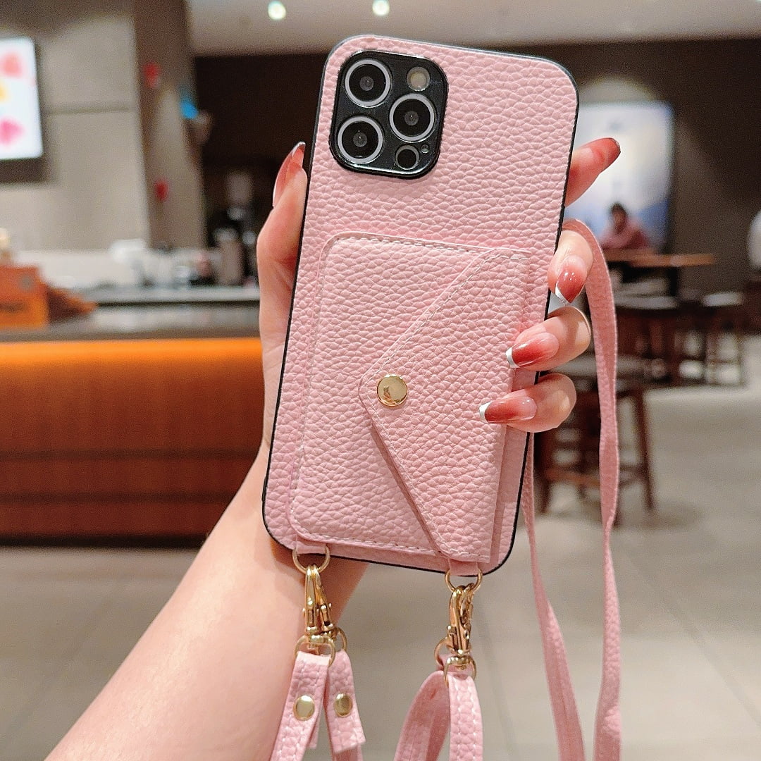 Genuine Leather Quilted Phone Crossbody Bag - Small Purse With Card Slots, Bling Key Ring
