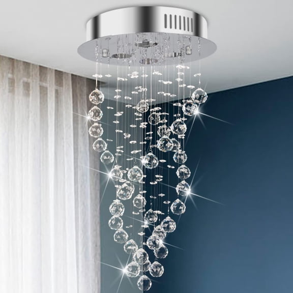Luxury Crystal Ceiling Light Fixture, Modern Spiral Raindrop Crystal Chandelier 4-Lights Flush Mount Lamp Ceiling Lighting for Dining Room, Bedroom, Living Room, Foyer, Staircase of CRYSTOP
