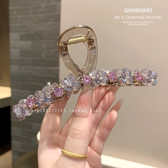 "Luxury Crystal-Embedded Claw Clip Large Hair Clip for Women, Heavy-Duty Rhinestone Hair Claw for Secure Updos"