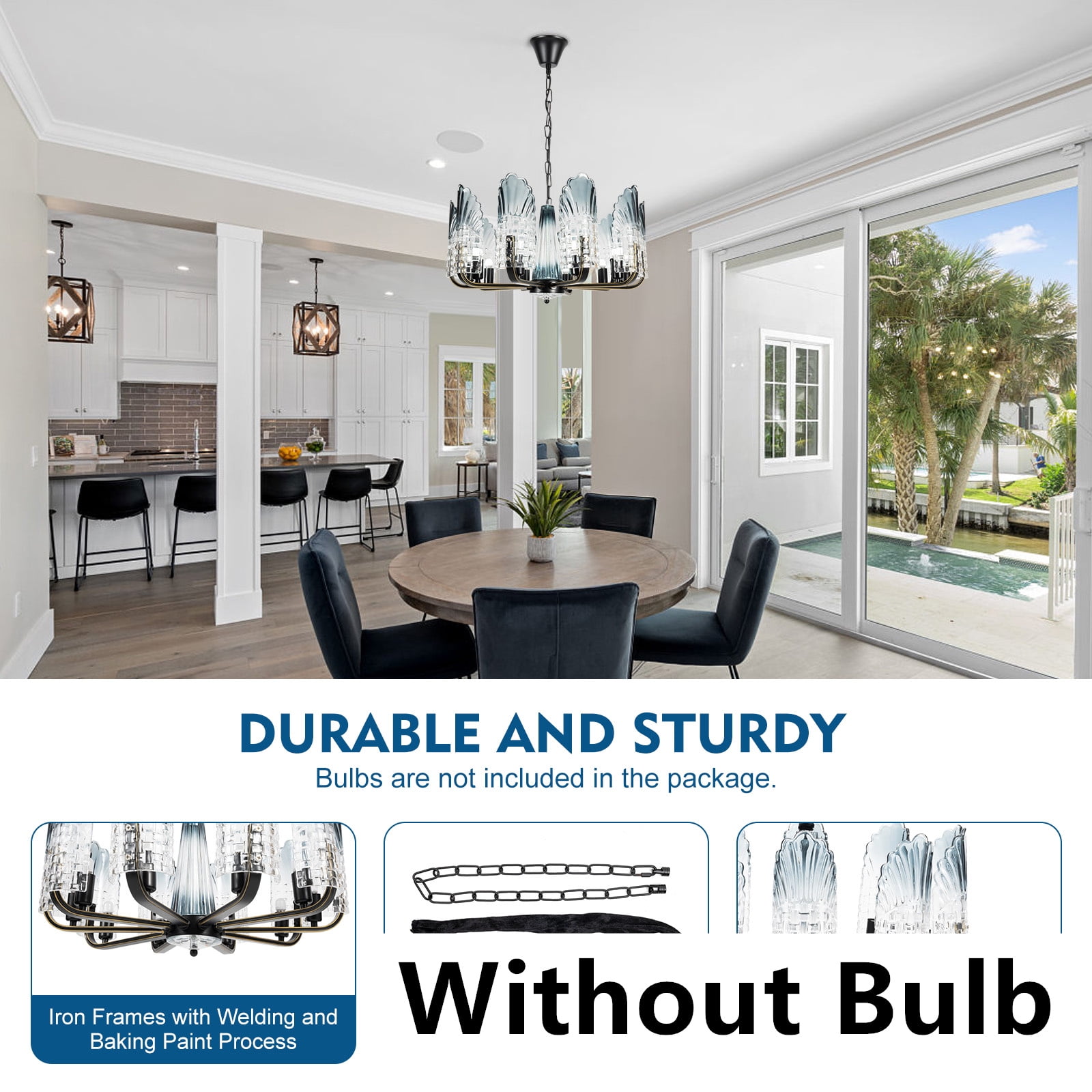 Luxury Crystal Glass Chandelier Nordic Modern Pendant Lighting Ceiling Hanging Modern Crystal Chandelier LED Glass Pendant Light Ceiling Chain Lamp Living Room 10-Light Dining Room LED Chandelier