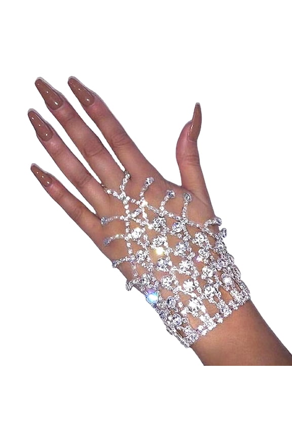 Luxury Crystal Hand for Women Glitter Rhinestones Metal Chain for Women Fashion Elegant Hand Chain Wedding
