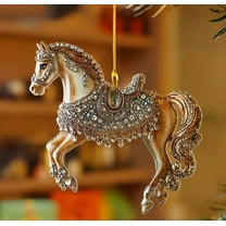 Taicans ‌Luxury Crystal Horse Christmas Ornament Xmas Tree Hanging Decorations,Shatterproof Resin Christmas Tree Ornaments,Holiday Decor for Home/Party‌