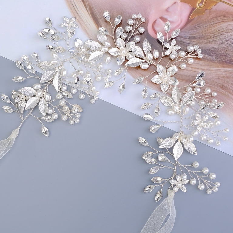 Luxury Crystal & Pearl Hair Vine Bridal Headpiece - Bohemian  display picture 2